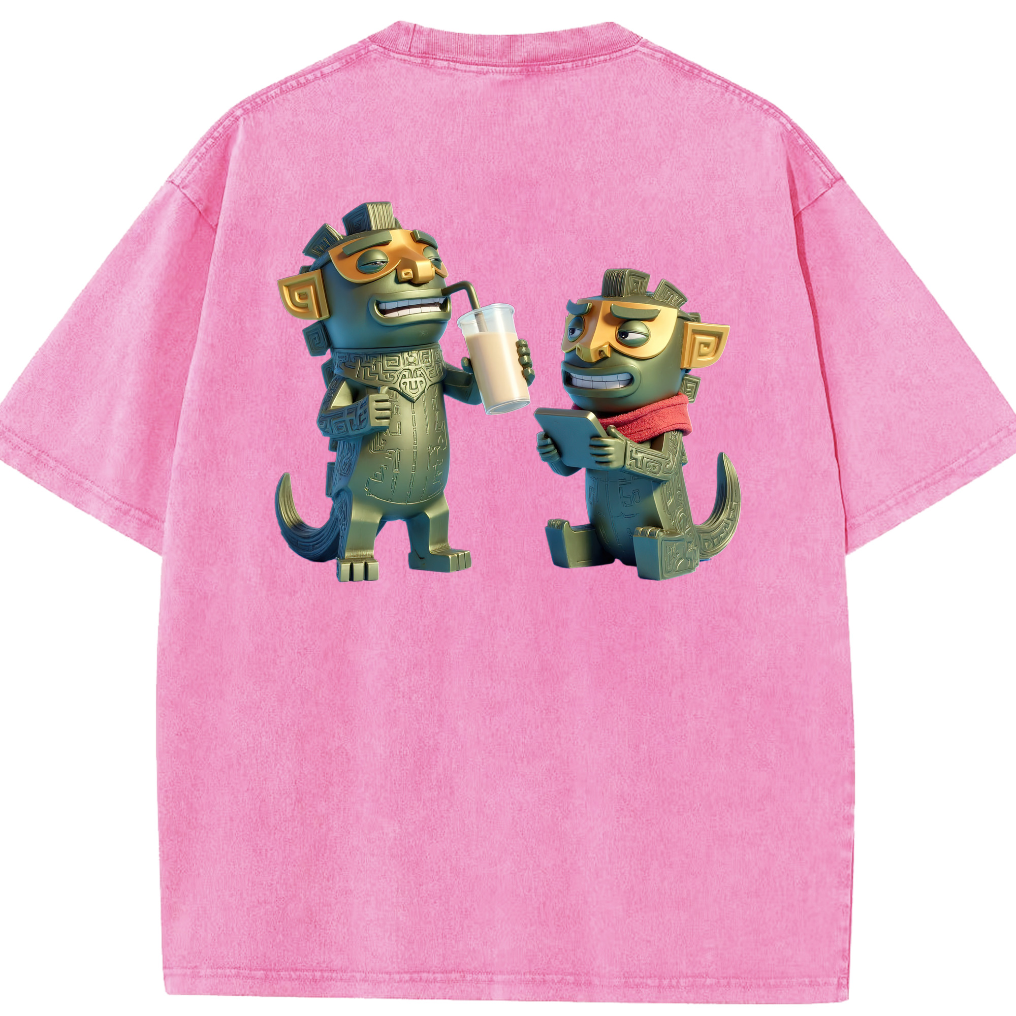 （画像用） Ne Zha 2 ナタ 魔童の大暴れ 綿100% ヴィンテージ風 半袖Tシャツ（背面プリント）